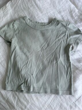 Brandy Melville Sage Green Short Sleeve Baby Tee